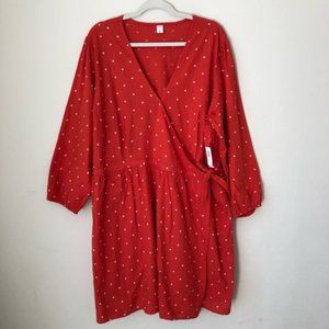 Old Navy Red Waist Defined Wrap Dress NWT